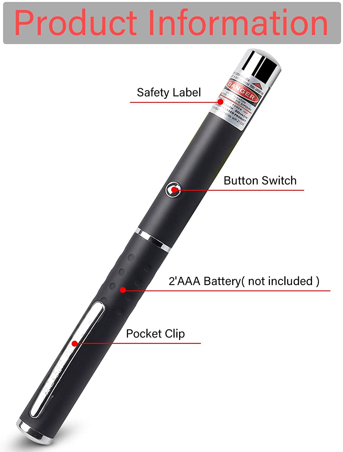 image-3-Pack Laser Pointer Pens - Green, Blue, Red Visible Beam