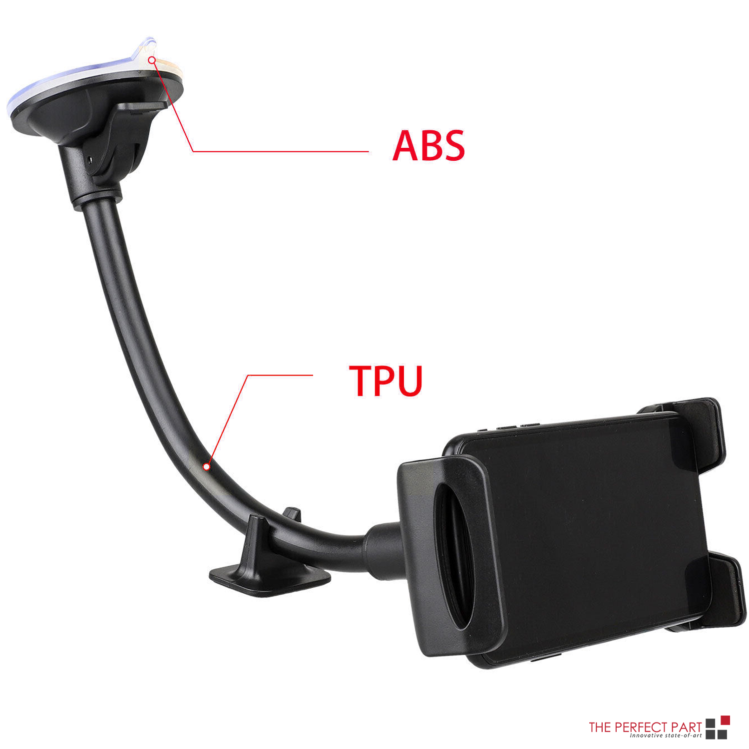 image-Universal Car Windshield Mount - 13" Gooseneck Holder for 4-12" Devices