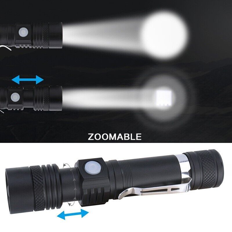 image-Super Bright LED Tactical Flashlight - Zoomable USB Rechargeable
