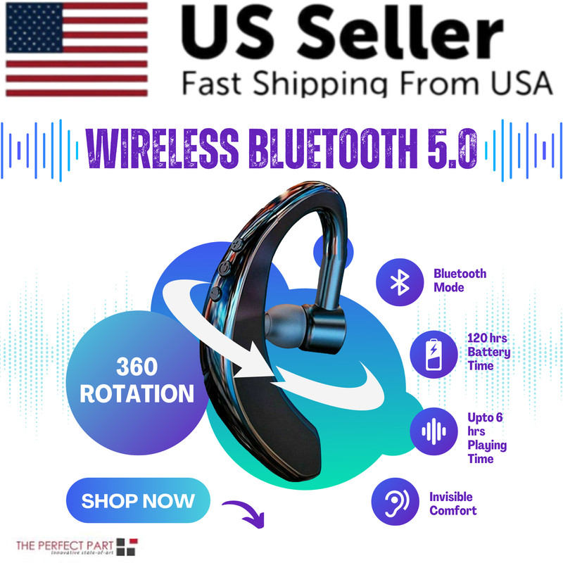 image-Wireless Bluetooth 5.0 Headset - Noise Cancelling Trucker Earpiece