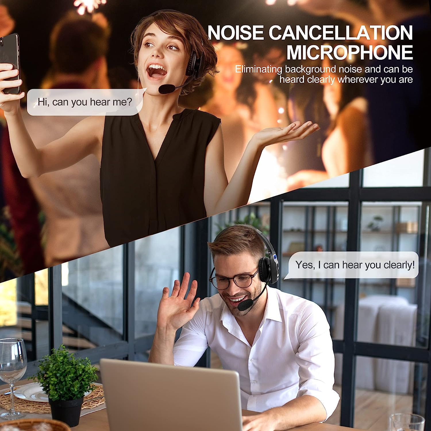 image-Trucker Wireless Bluetooth 5.2 Headset with AI Noise Cancelling Mic