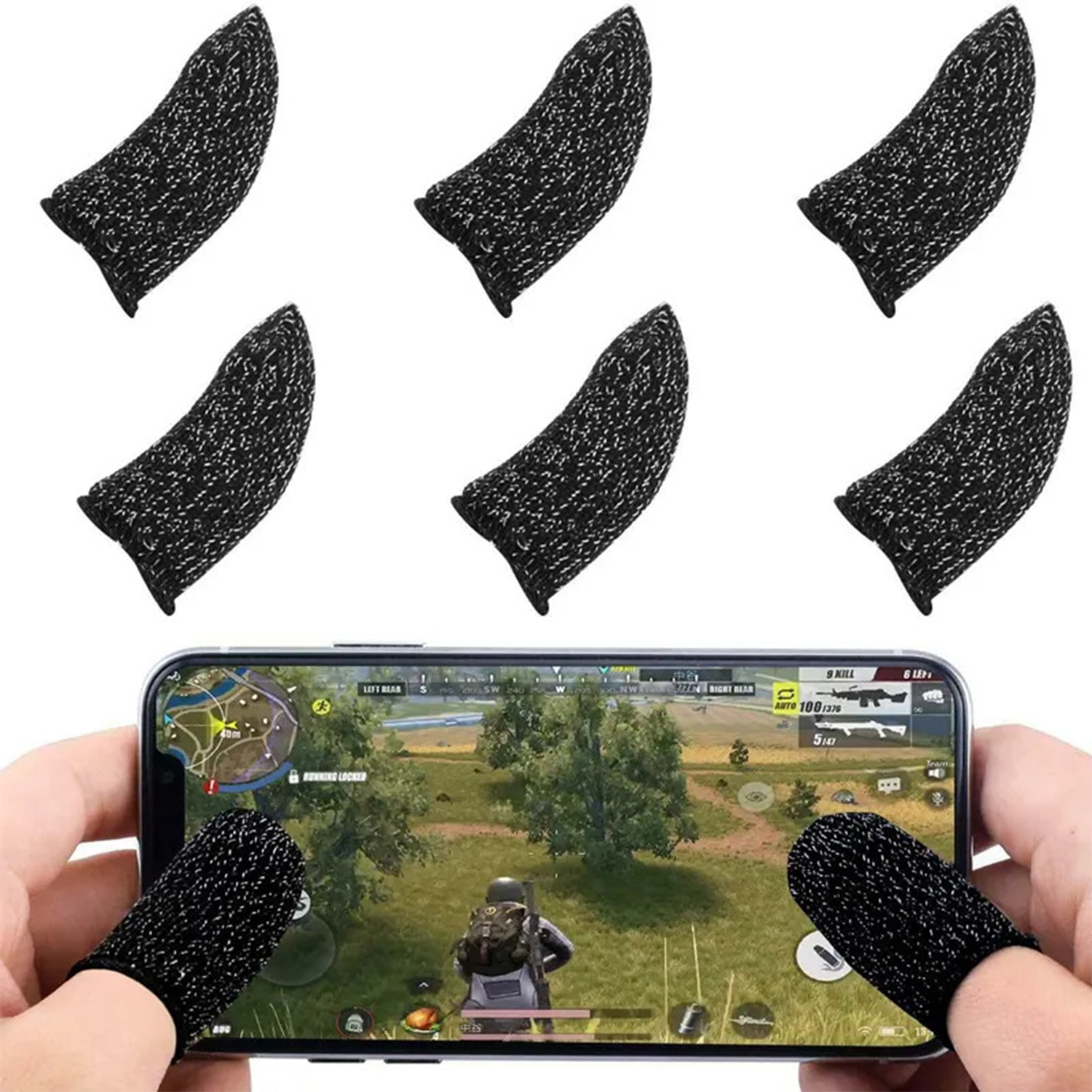 image-10 Pcs Mobile Gaming Finger Sleeves - Black Copper Fiber