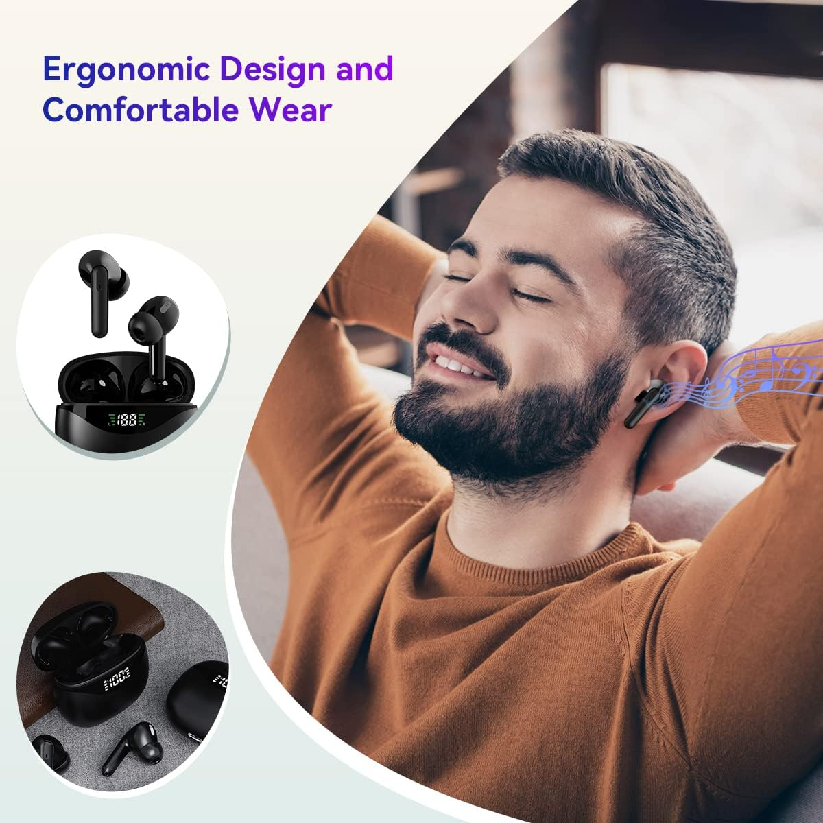 image-TWS Bluetooth 5.3 Earbuds - ANC Wireless Headphones with 1000mAh Case 