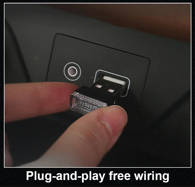 image-3x Mini Blue LED USB Car Interior Ambient Lights - 3-Pack