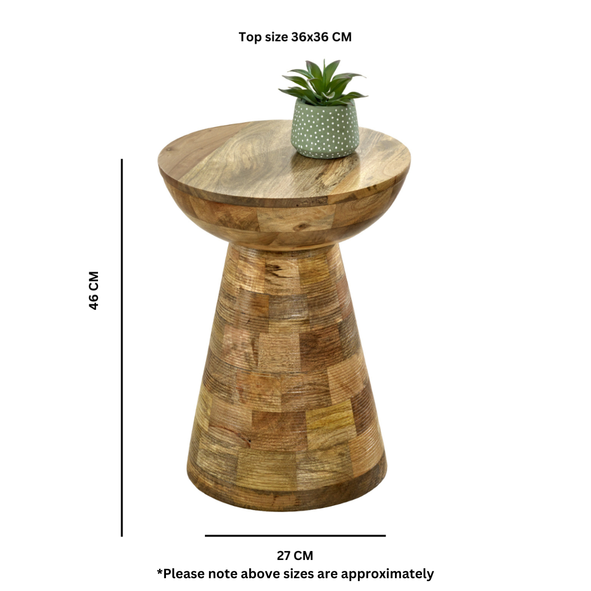 image-Surrey Solid Wood Mushroom Round Side Table