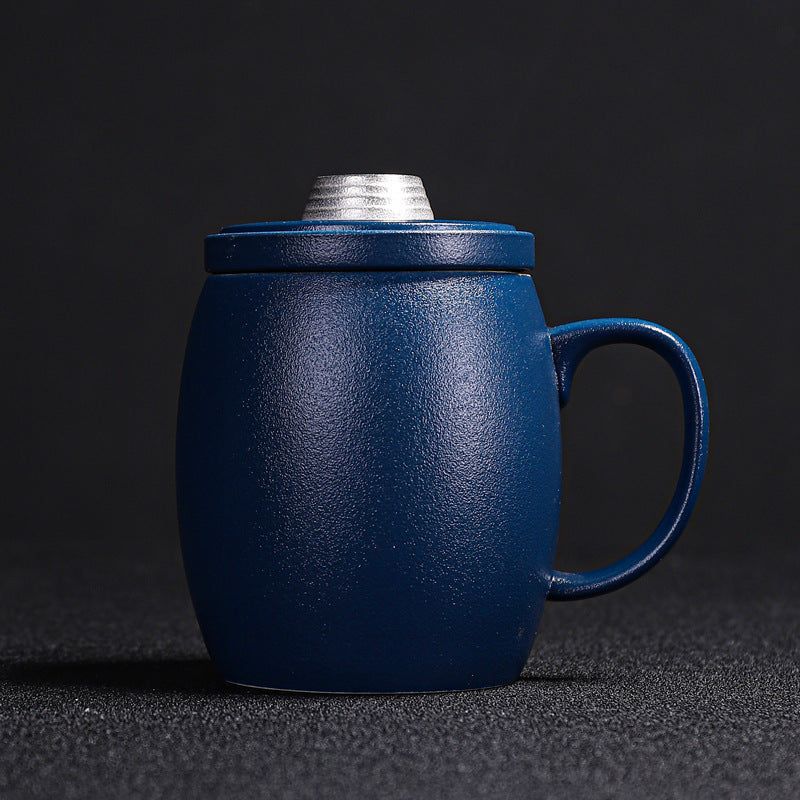 image-Ceramic Tea Separation Cup with Lid - 400ml Modern Bone China Design