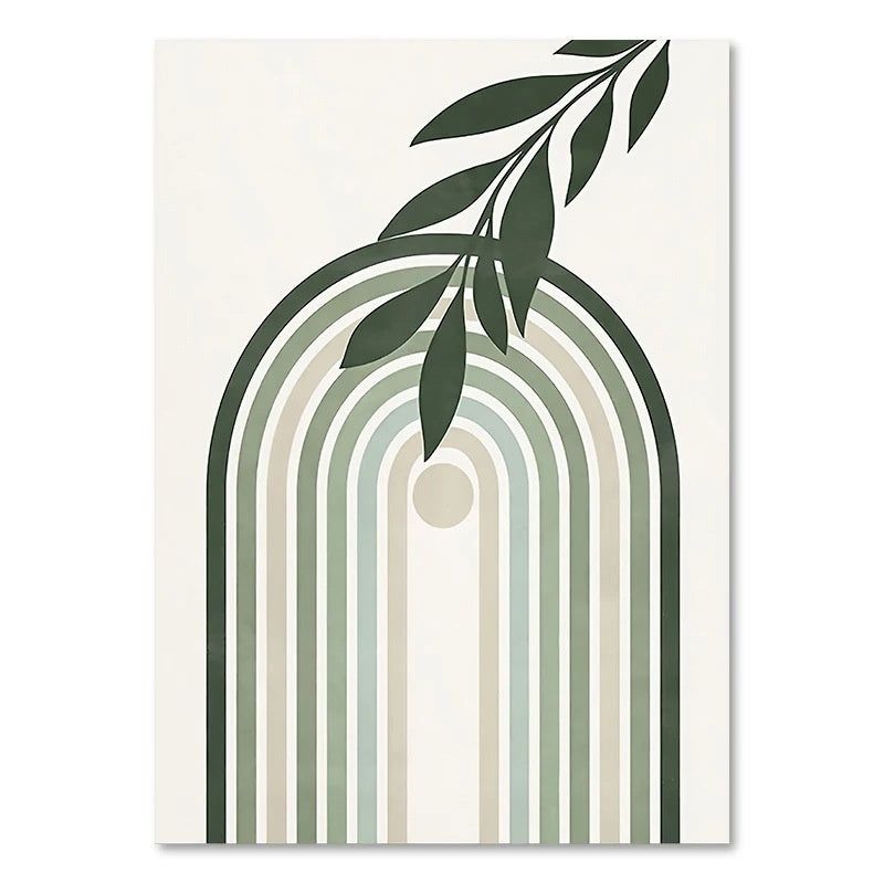 image-Green Decorative Spray Paint Plant Painting - Canvas 10x15cm