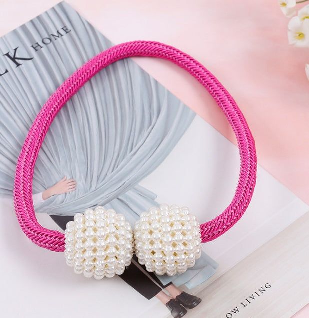 image-Magnetic Curtain Tiebacks Pearl Beads