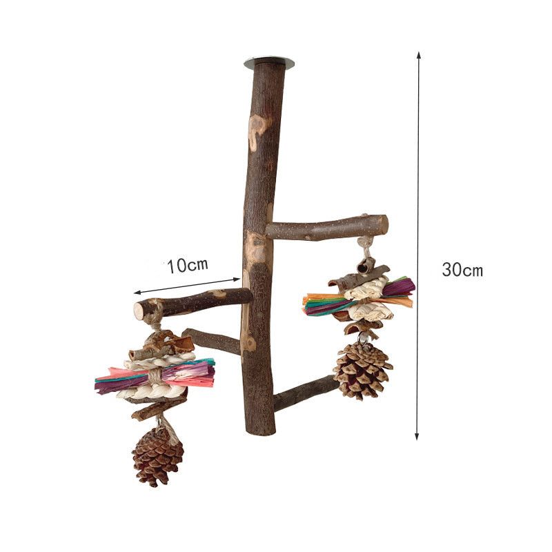 image-Parrot Bird Wood Stand Toy - Simple Stylish Apple Wood