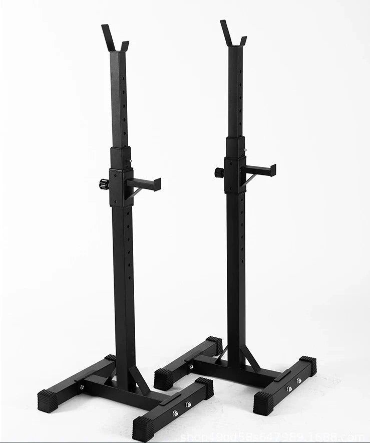 image-Adjustable Split Squat Rack - Black Steel Home Gym 90cm