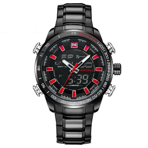 image-Luminous Quartz Men's Watch with Stainless Steel Band 48mm