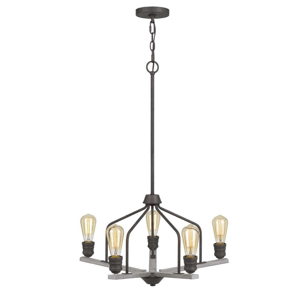 image-Corning Metal Chandelier Bronze Drifted Wood Finish, 34" Height - Edison Bulbs Not Included