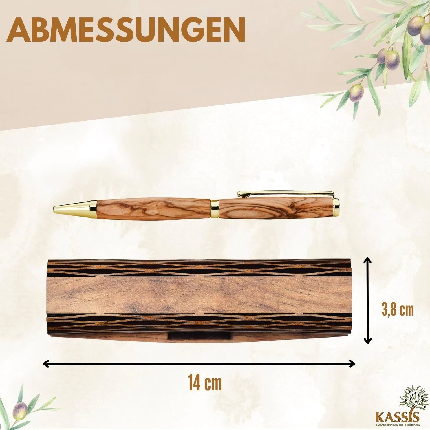 image-Olive Wood Ballpoint Pen - Engraved Gift
