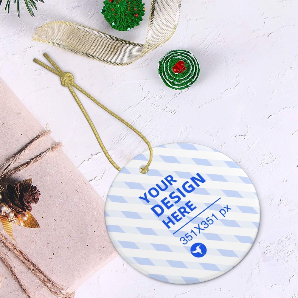 image-Christmas Ceramic Round Pendant - White Star Design