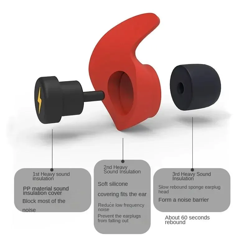 image-Noise Cancelling Earplugs for Sleeping - Silicone Sponge