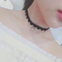 image-Pearl Square Diamond Necklace - Black Short Chain