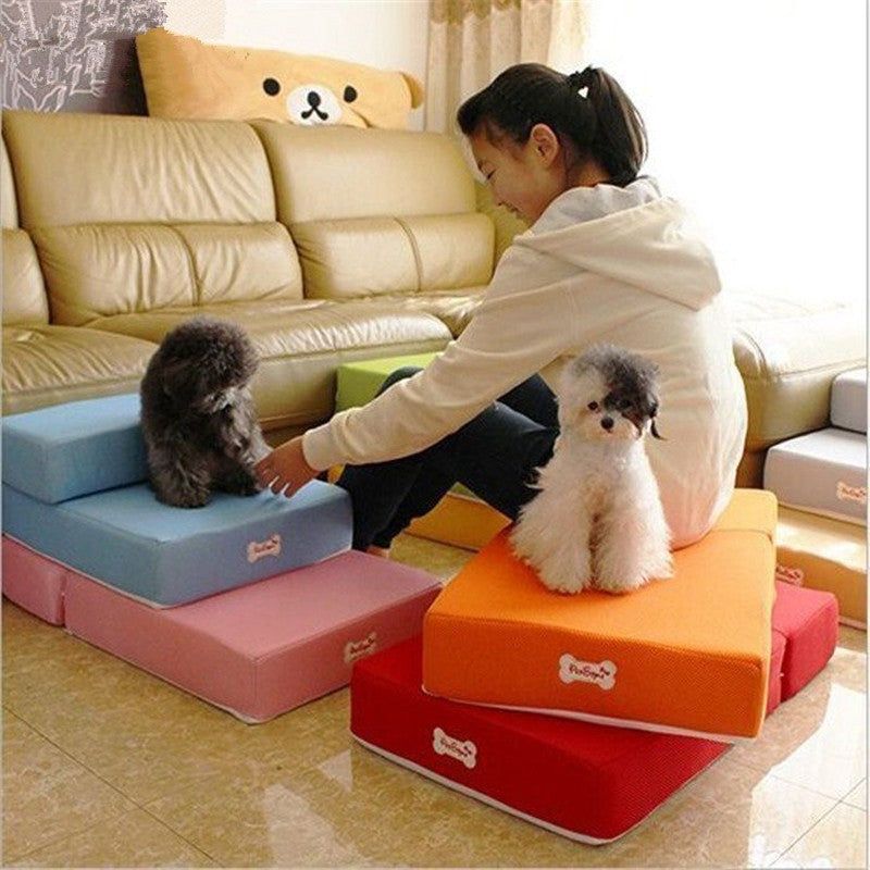 image-Pet Stairs - Sponge Material, Unfoldable, Durable, Antibacterial