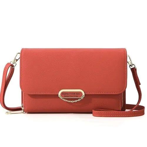 image-Women's PU Leather Small Messenger Bag - 20cm Black