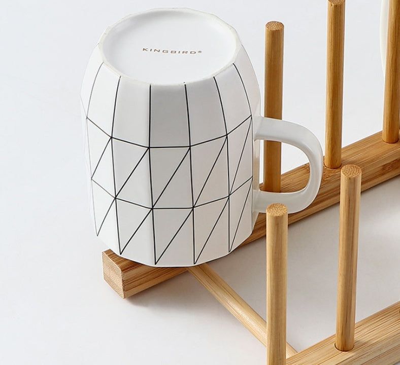image-Bamboo Dish Draining Shelf, 8 Grids, Modern, Household