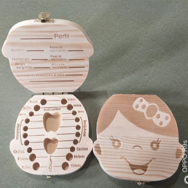 image-Baby Wood Tooth Box Organizer