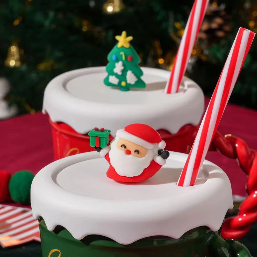 image-Creative Ceramic Christmas Water Cup - 400ml Cartoon Design