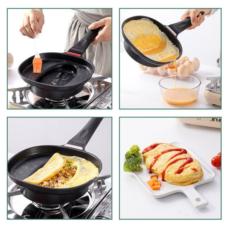 image-Omelette Rice Non-Stick Frying Pan 24cm Black Gas Stove Compatible