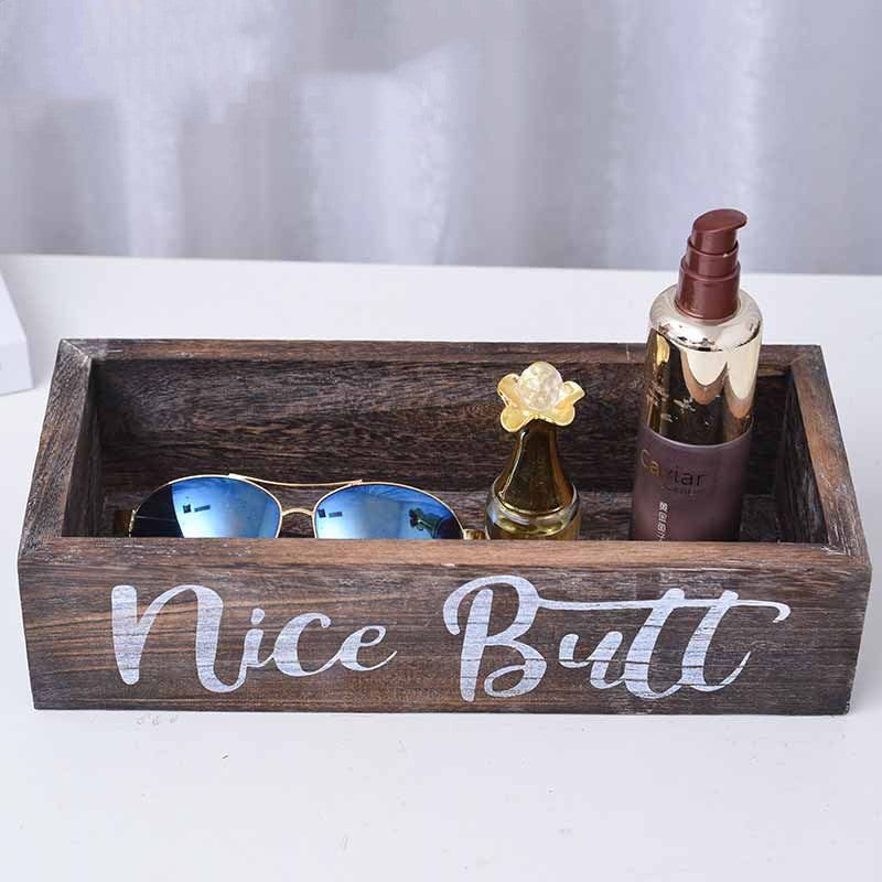 image-Wooden Sundries Storage Box Charcoal Rectangle