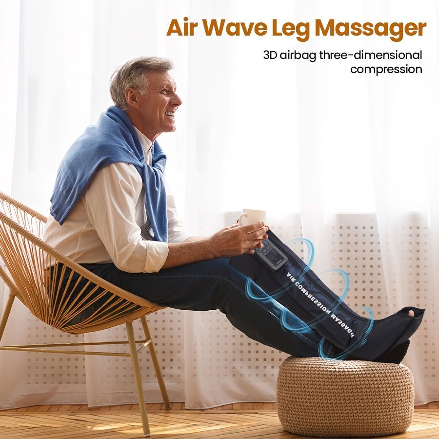 image-Air Wave Leg Massager - Rechargeable 3D Compression Black