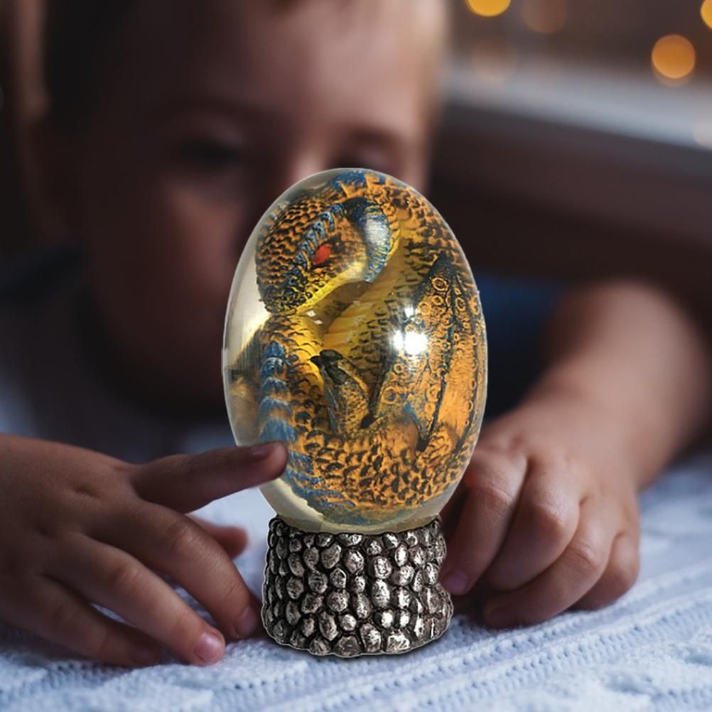 image-LED Lava Dragon Egg - Transparent Resin Dinosaur Ornament