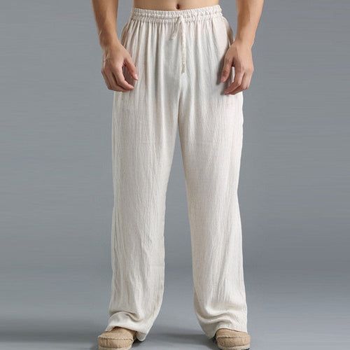 image-Men's Breathable Linen Casual Pants 