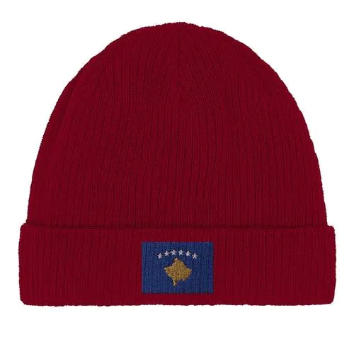 image-Kosovo Flag Embroidered 100% Cotton Beanie