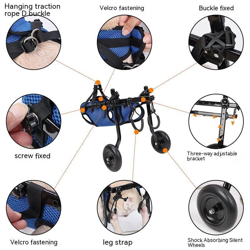 image-Disabled Dog Wheelchair Scooter - Blue Aluminum Alloy