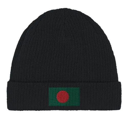 image-Bangladesh Flag Cotton Beanie - 100% Cotton Embroidered Hat 
