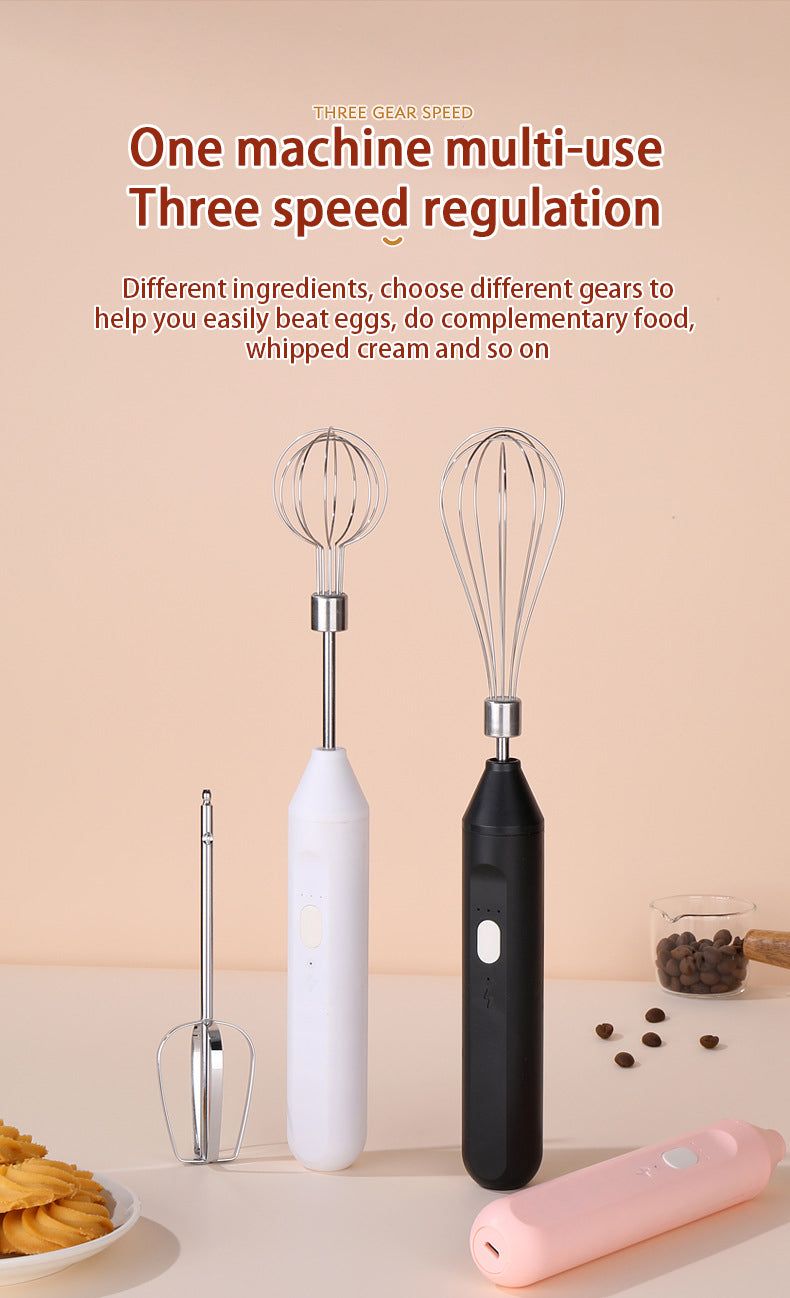 image-Handheld Wireless Electric Whisk - Portable Hand Mixer for Baking