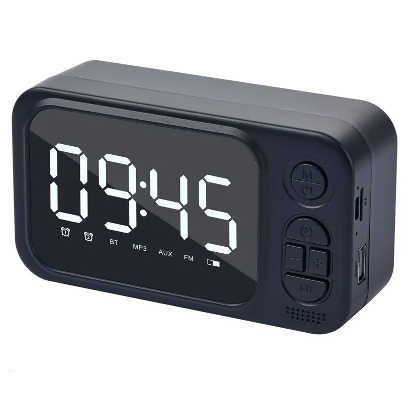 image-Portable Bluetooth Speaker Alarm Clock with FM Radio
