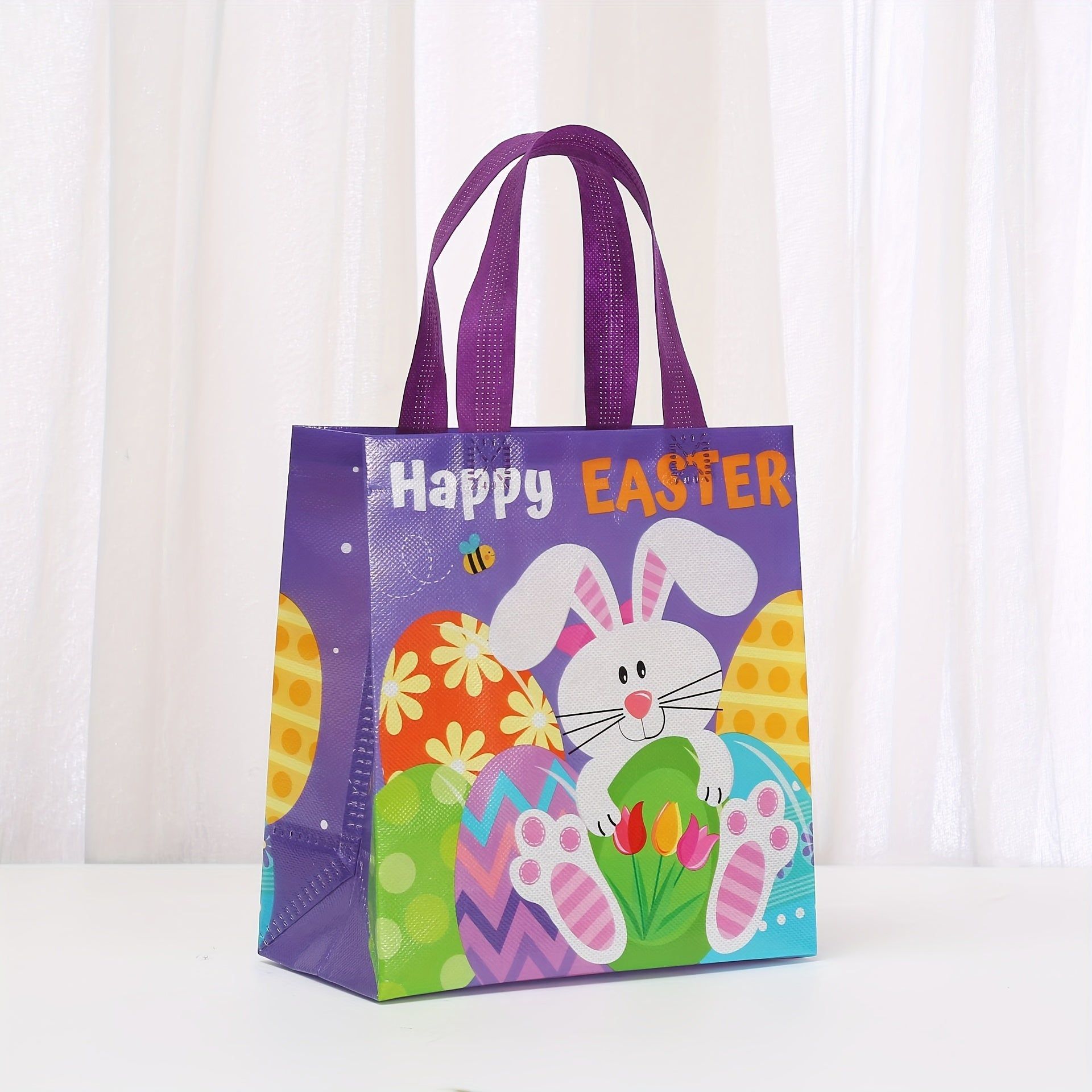 image-30pcs Easter Rabbit Egg Print Gift Bags - Waterproof Tote