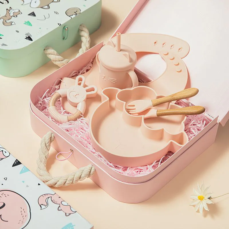 image-Baby Silicone Tableware Set - Sheep Design 7pc