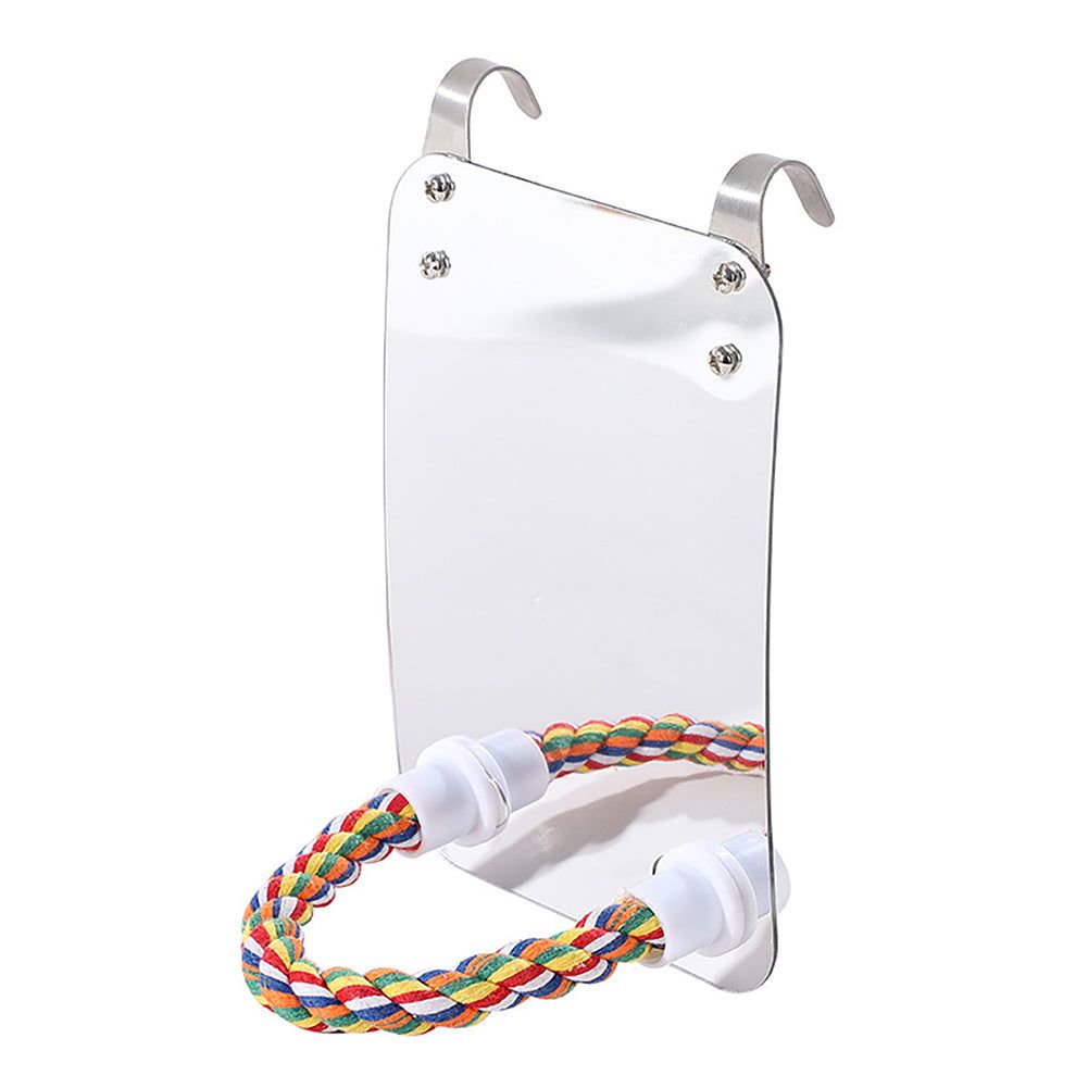 image-Parrot Acrylic Bird Toy with Mirror - 12.7x17.7cm 