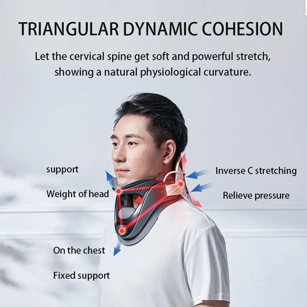 image-Cervical Neck Traction Device - Black Airbag Support Brace