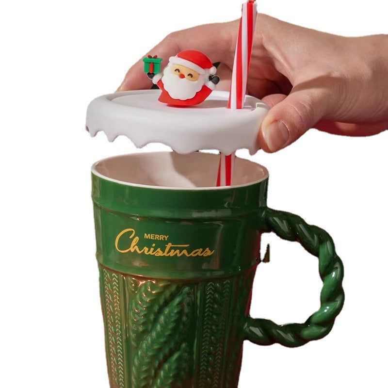 image-Creative Ceramic Christmas Water Cup - 400ml Cartoon Design