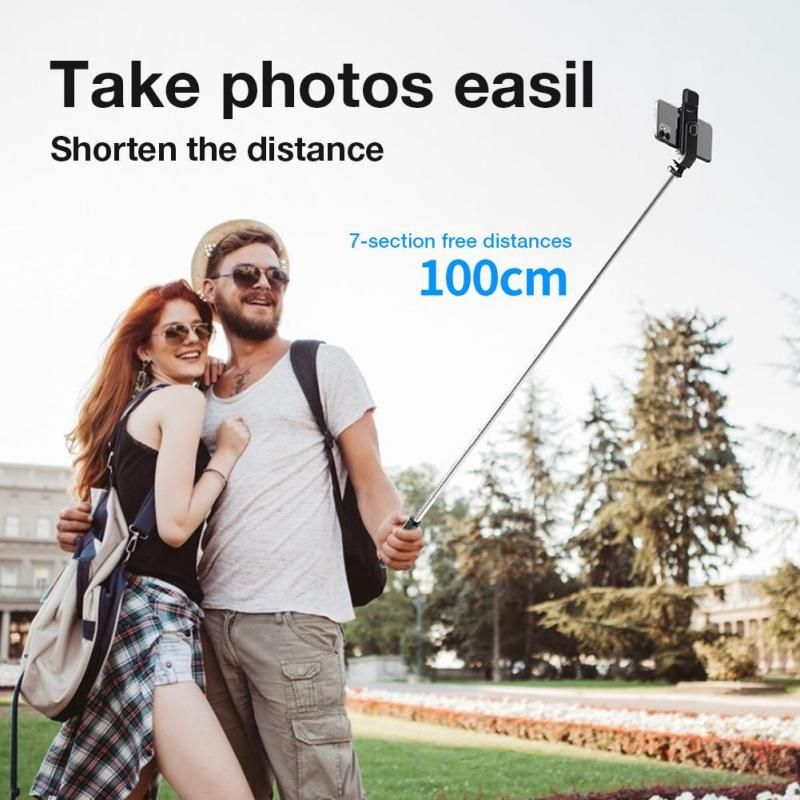 image-Bluetooth Selfie Stick Tripod with Remote - 64cm Black