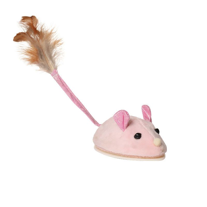 image-Electric Cat Toy Mouse Stick - Grey, Purple, Pink 17x10x8cm 