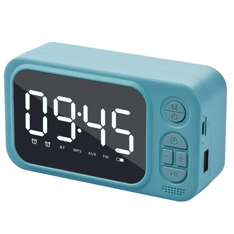 image-Portable Bluetooth Speaker Alarm Clock with FM Radio