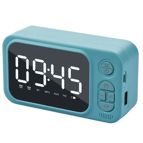 image-Portable Bluetooth Speaker Alarm Clock with FM Radio