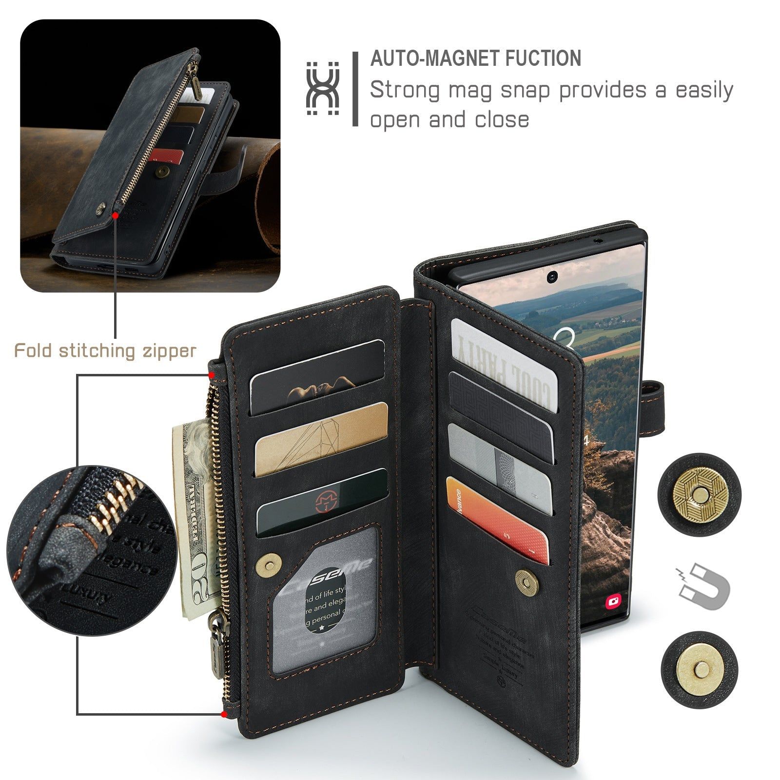 image-iPhone Wallet Case - Vegan Leather with 10 Card Slots