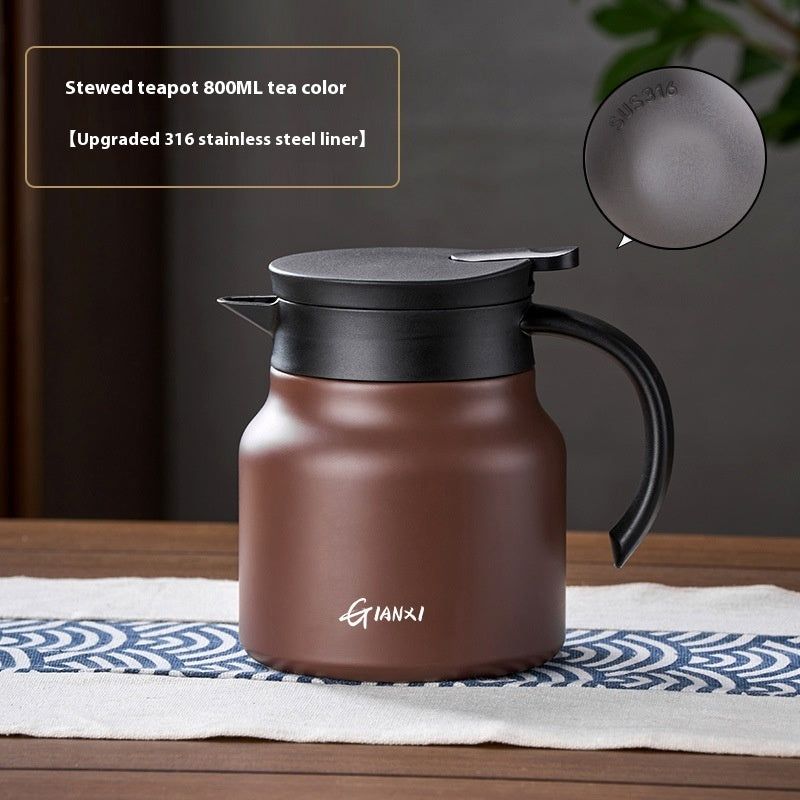 image-Large Capacity Ceramic Tea Kettle with Infuser