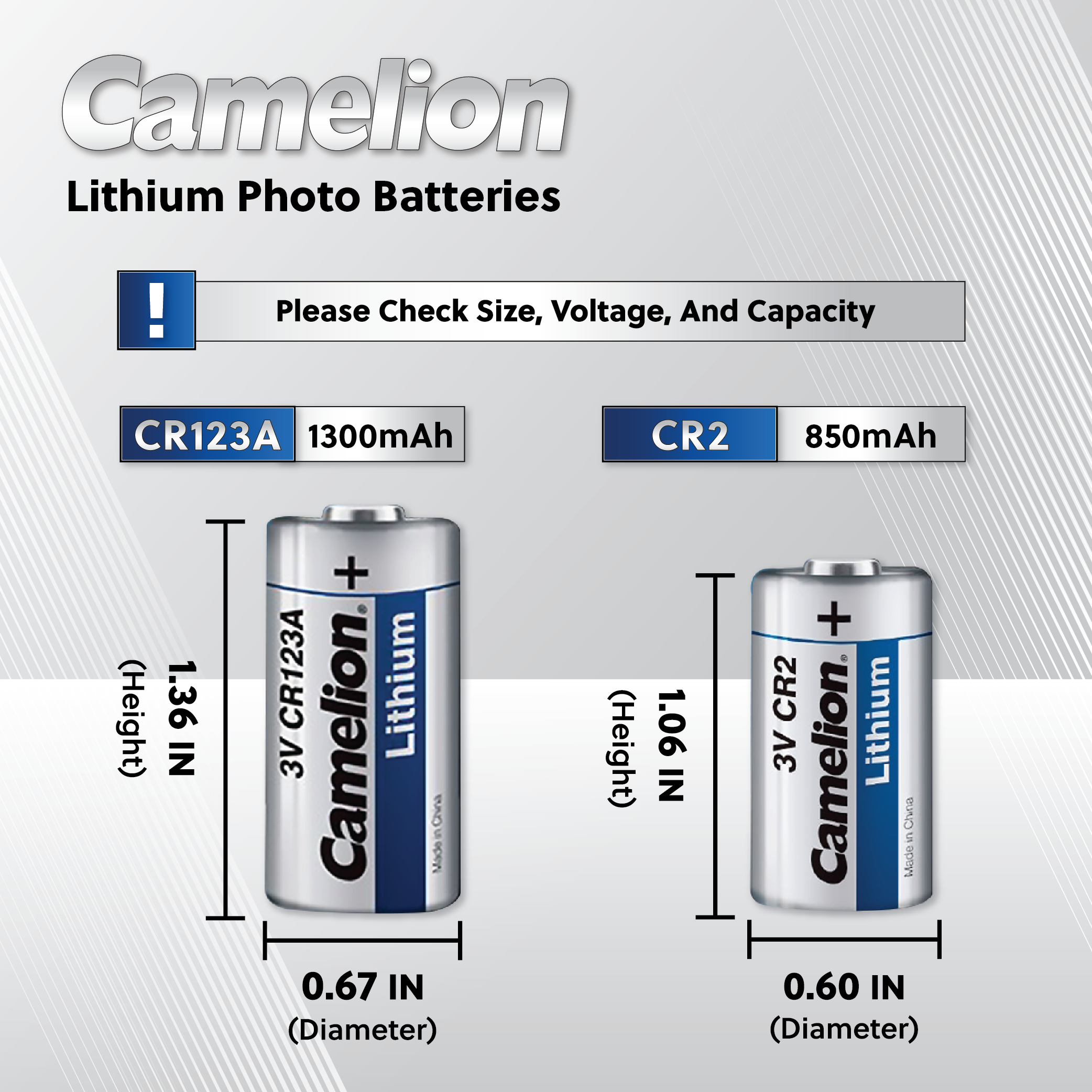 image-Camelion CR2 3V Lithium Battery 850mAh - Non-Rechargeable