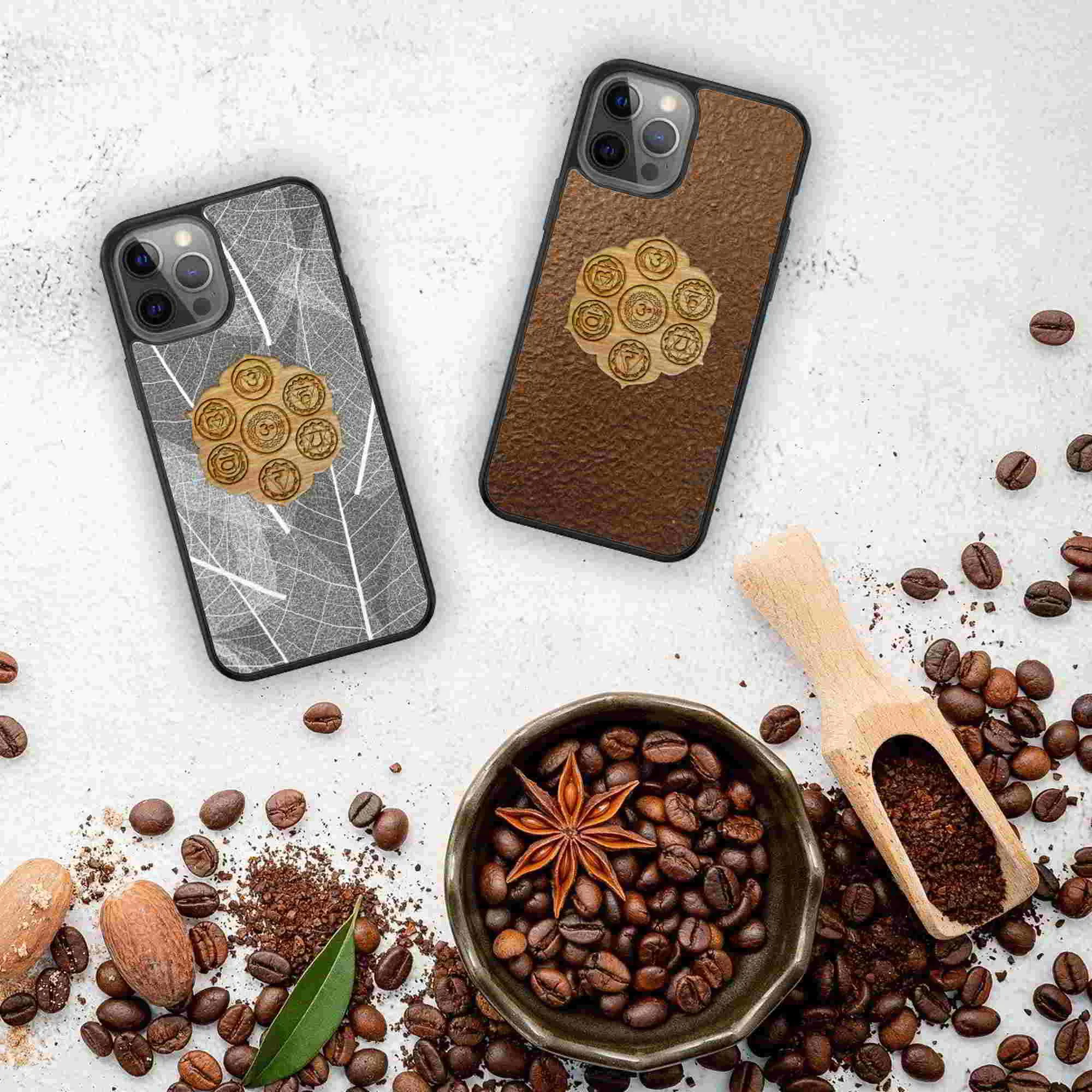image-Chakra Yoga Phone Case - Organic Alpine Hay Symbols