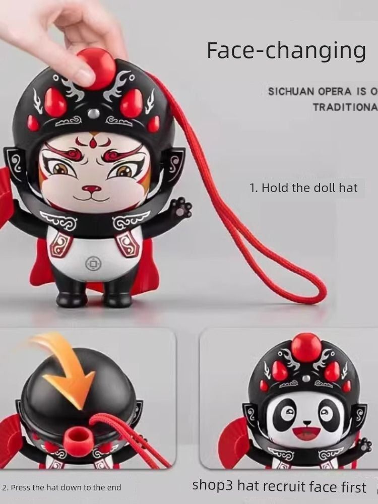 image-Authentic Sichuan Opera Panda Face Changing Doll Pendant