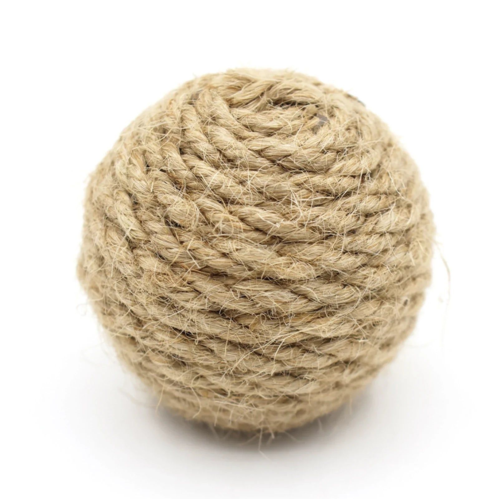 image-Interactive Sisal Hemp Rope Ball for Cats - 4.5cm Natural Toy